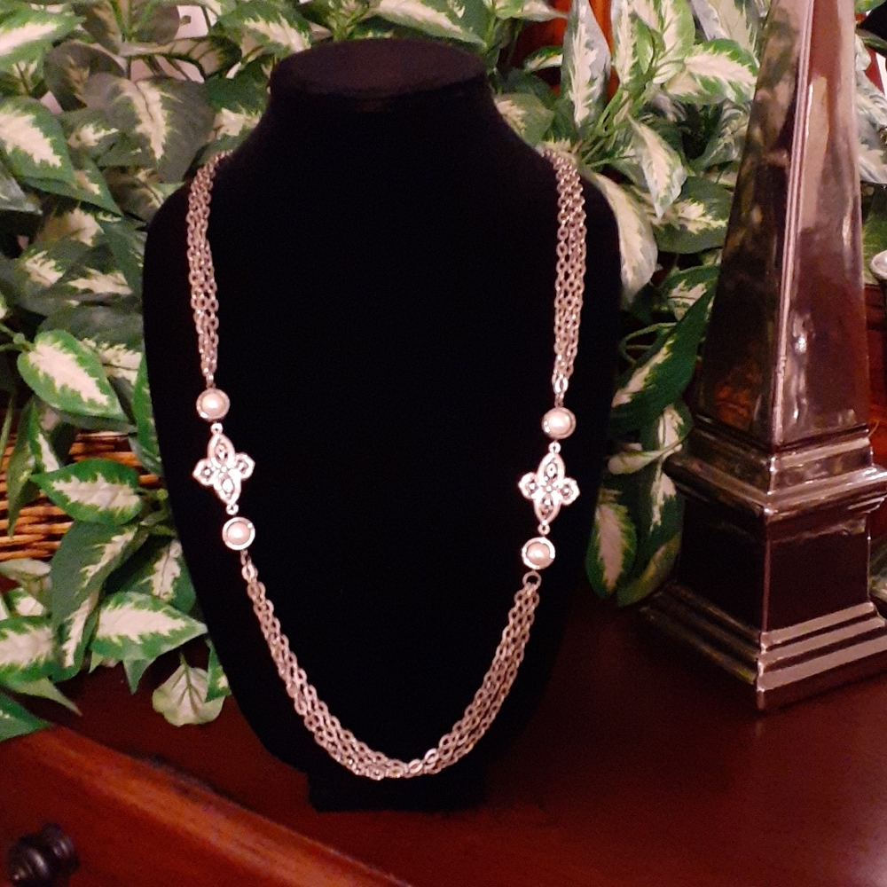 4 For $10 /Silver Necklace w/Pearls/Silver Accents